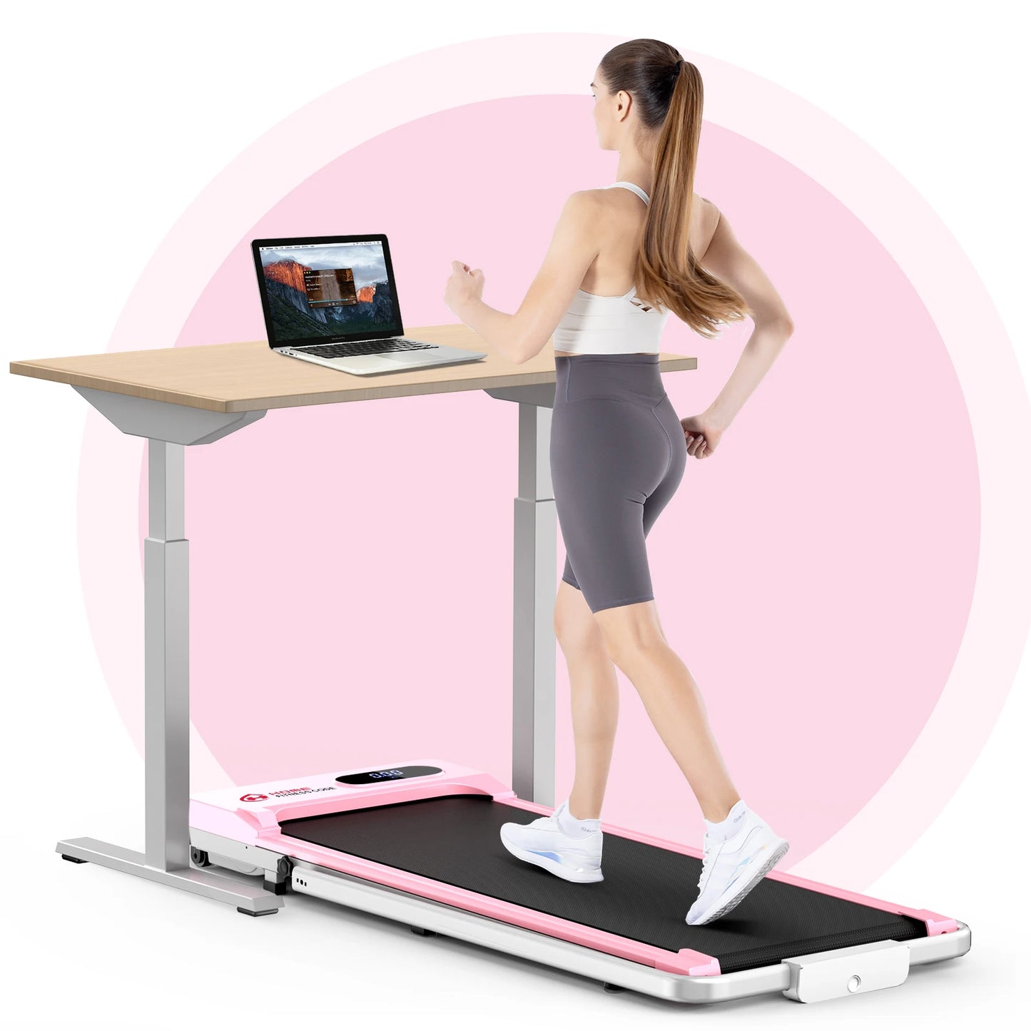 Tapis de course pliable rose – Fitness à domicile