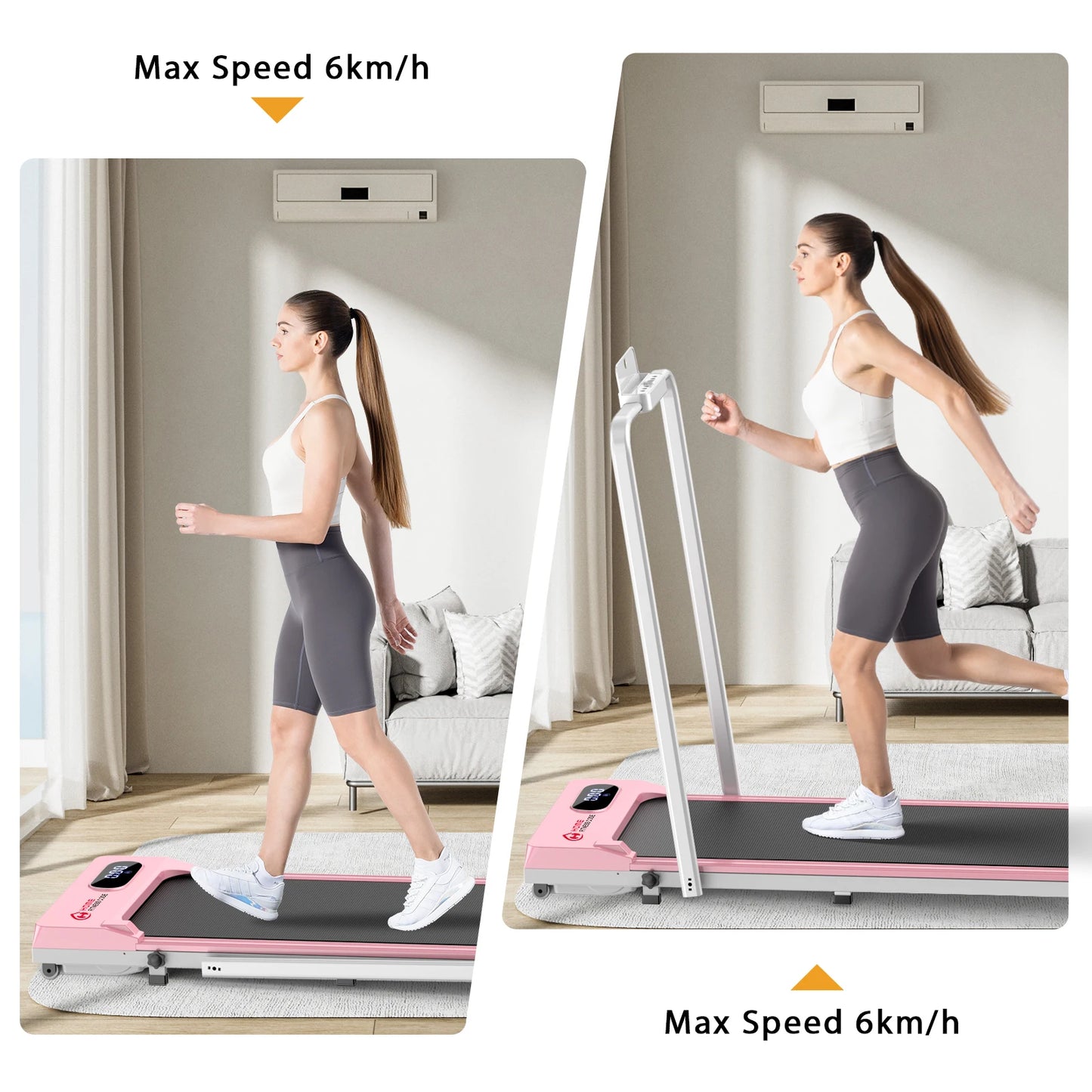 Tapis de course pliable rose – Fitness à domicile