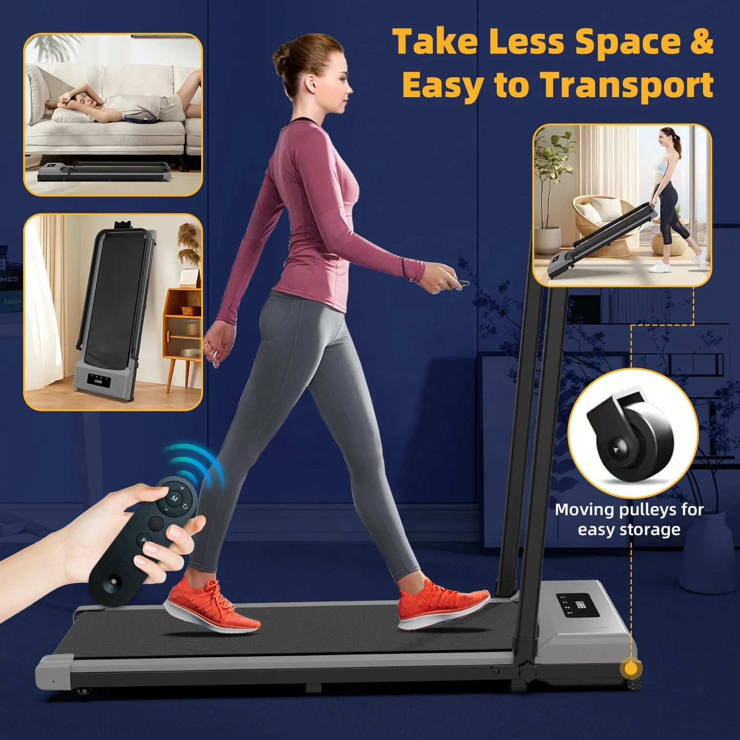 Walking Pad 3-en-1 avec télécommande – Bureau & maison
