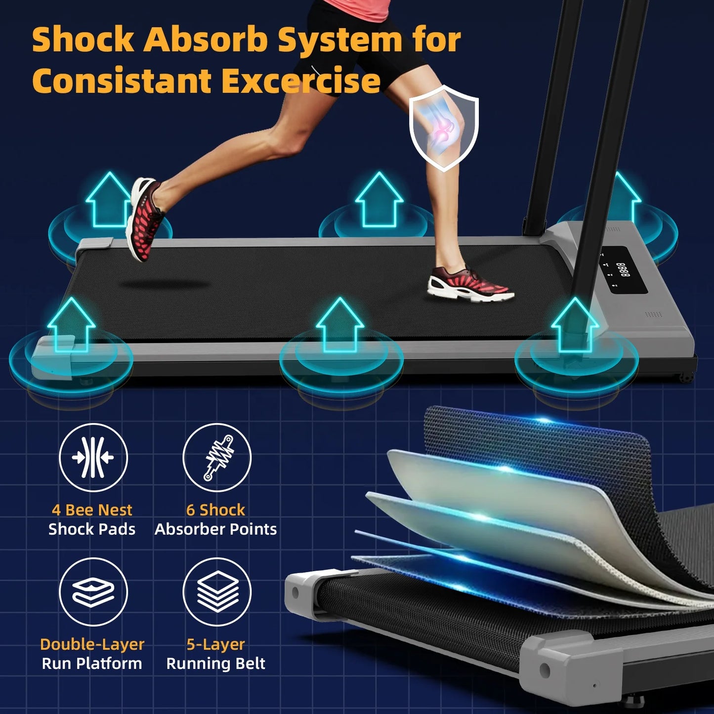 Walking Pad 3-en-1 avec télécommande – Bureau & maison