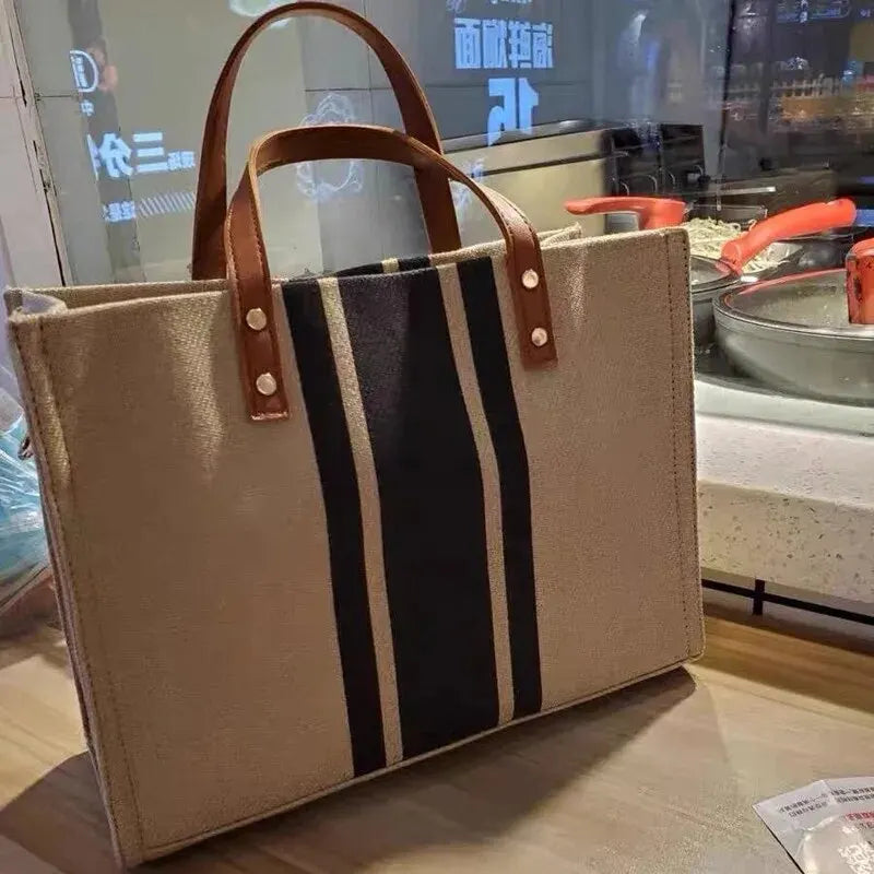 Sac Bandoulière Élégant à Rayures - TOTE BAG