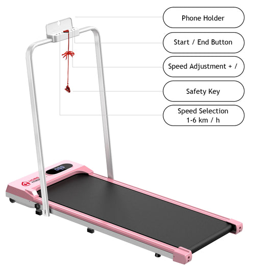 Tapis de course pliable rose – Fitness à domicile